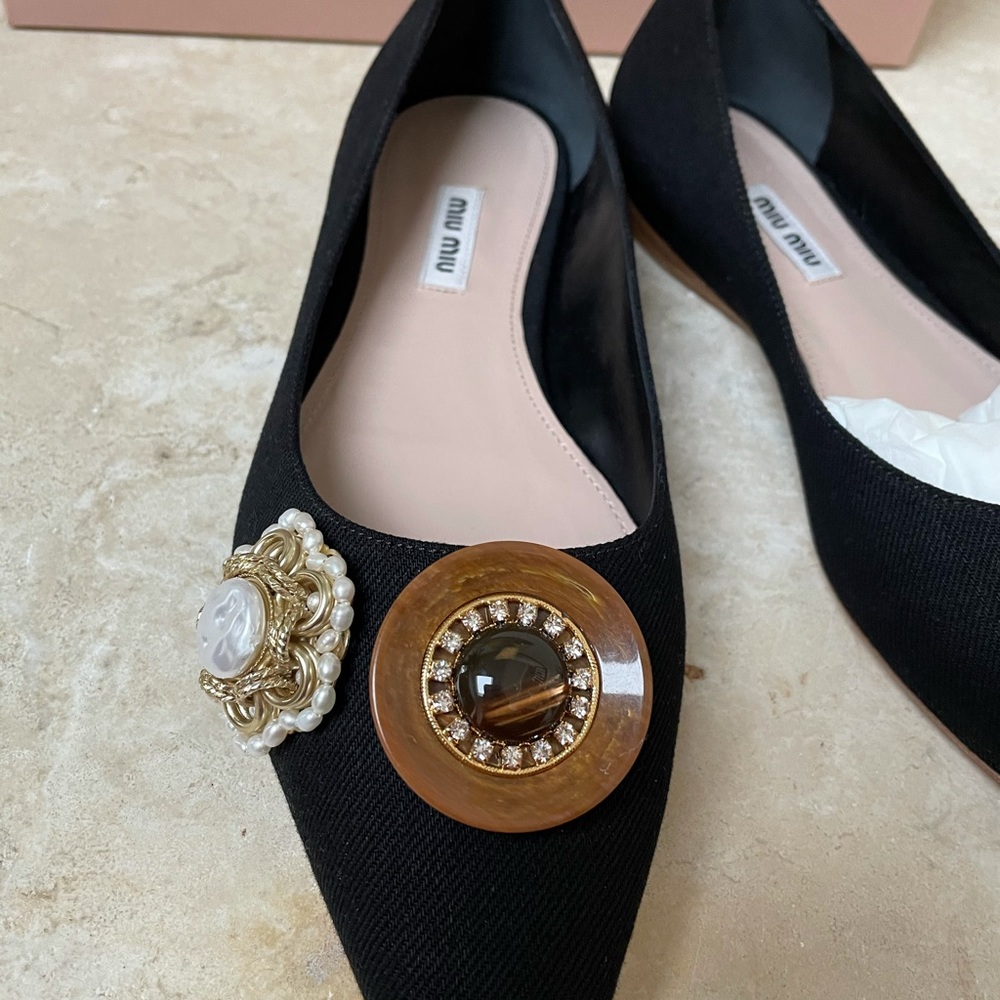 Authentic Miu Miu black denim flats size 40 NIB - Picture 9 of 16